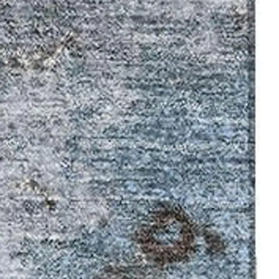 Sky Blue And Brown Abstract Washable Area Rug With UV Protection Photo 3