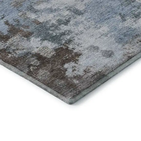 Sky Blue And Brown Abstract Washable Area Rug With UV Protection Photo 8