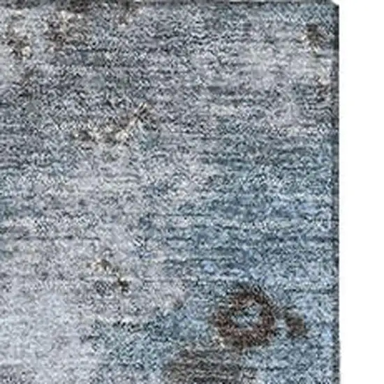 Sky Blue And Brown Abstract Washable Area Rug With UV Protection Photo 3