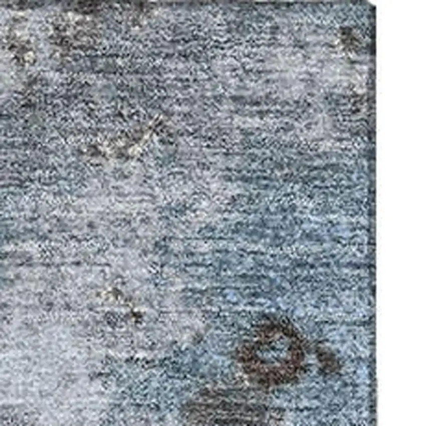 Sky Blue And Brown Abstract Washable Area Rug With UV Protection Photo 3