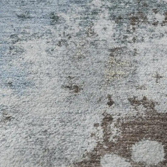 Sky Blue And Brown Abstract Washable Area Rug With UV Protection Photo 9