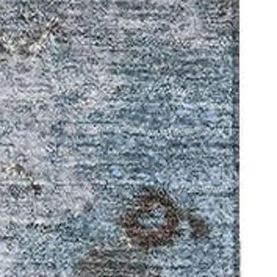 Sky Blue And Brown Abstract Washable Area Rug With UV Protection Photo 3
