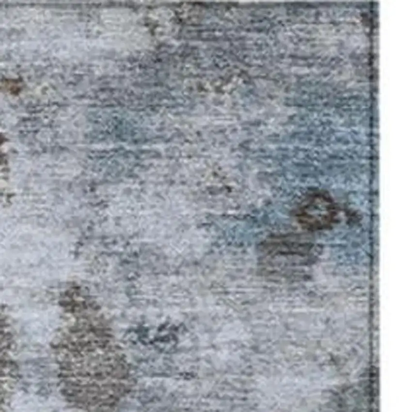 Sky Blue And Brown Abstract Washable Indoor Outdoor Area Rug Photo 3