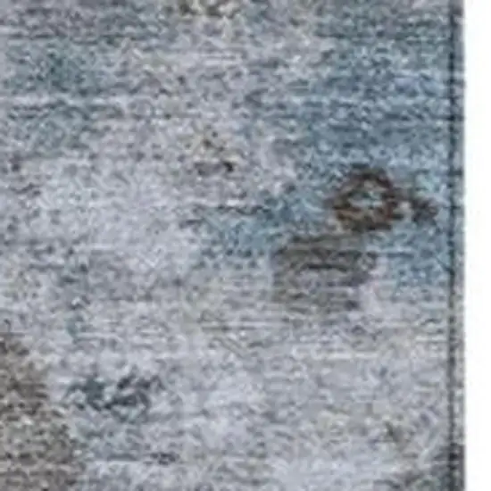 Sky Blue And Brown Abstract Washable Indoor Outdoor Area Rug Photo 3