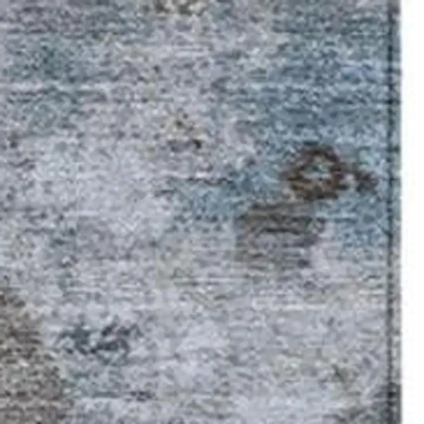 Sky Blue And Brown Abstract Washable Indoor Outdoor Area Rug Photo 3