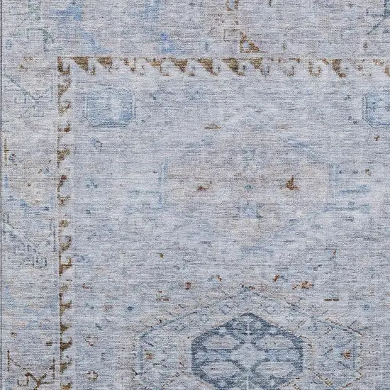 Sky Blue And Brown Medallion Washable Indoor Outdoor Area Rug Photo 2