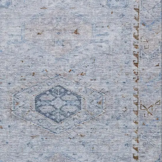 Sky Blue And Brown Medallion Washable Indoor Outdoor Area Rug Photo 2