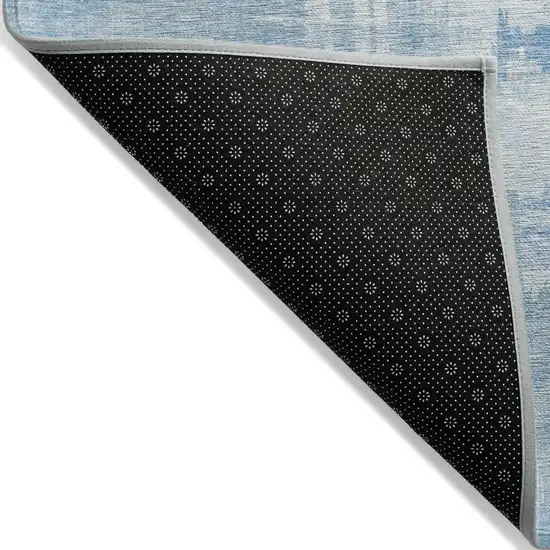 Sky Blue And Denim Blue Abstract Washable Indoor Outdoor Area Rug Photo 3