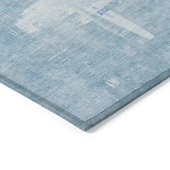 Sky Blue And Denim Blue Abstract Washable Indoor Outdoor Area Rug Photo 4
