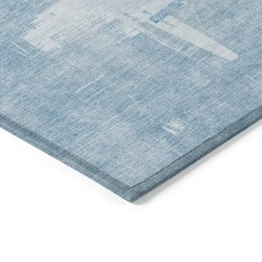 Sky Blue And Denim Blue Abstract Washable Indoor Outdoor Area Rug Photo 4
