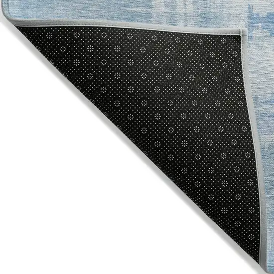 Sky Blue And Denim Blue Abstract Washable Indoor Outdoor Area Rug Photo 2