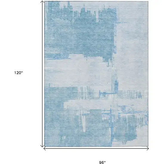 Sky Blue And Denim Blue Abstract Washable Indoor Outdoor Area Rug Photo 9