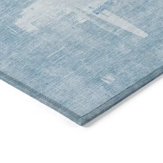Sky Blue And Denim Blue Abstract Washable Indoor Outdoor Area Rug Photo 3