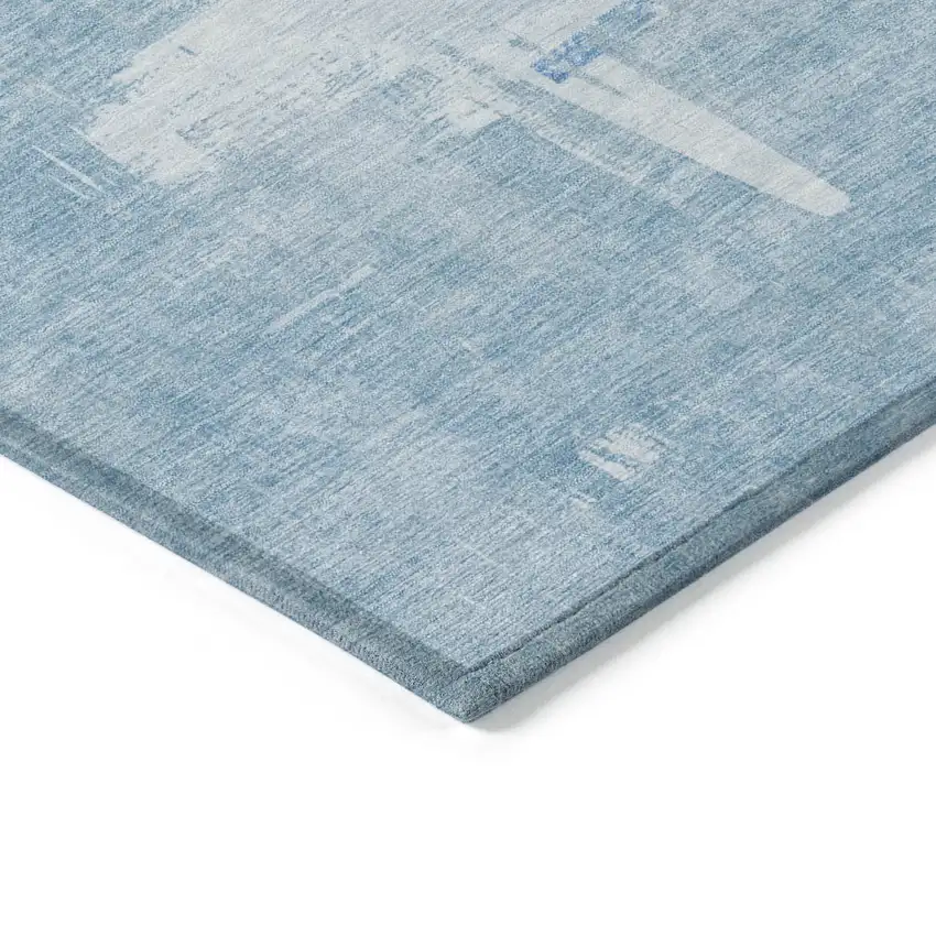 Sky Blue And Denim Blue Abstract Washable Indoor Outdoor Area Rug Photo 3
