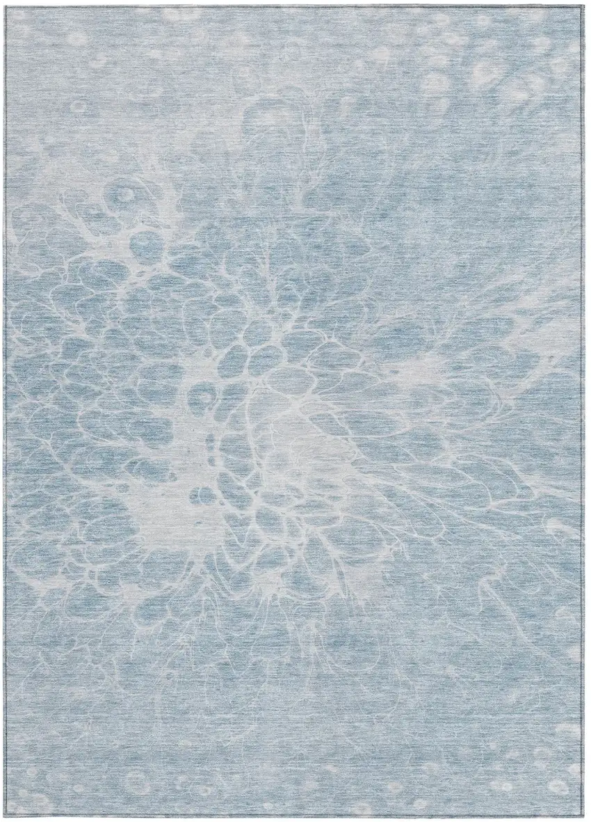 Sky Blue And Denim Blue Abstract Washable Indoor Outdoor Area Rug Photo 7