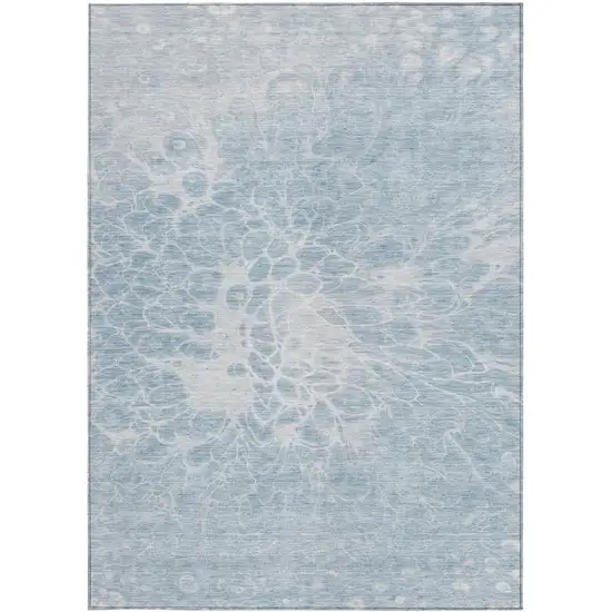 Sky Blue And Denim Blue Abstract Washable Indoor Outdoor Area Rug Photo 7