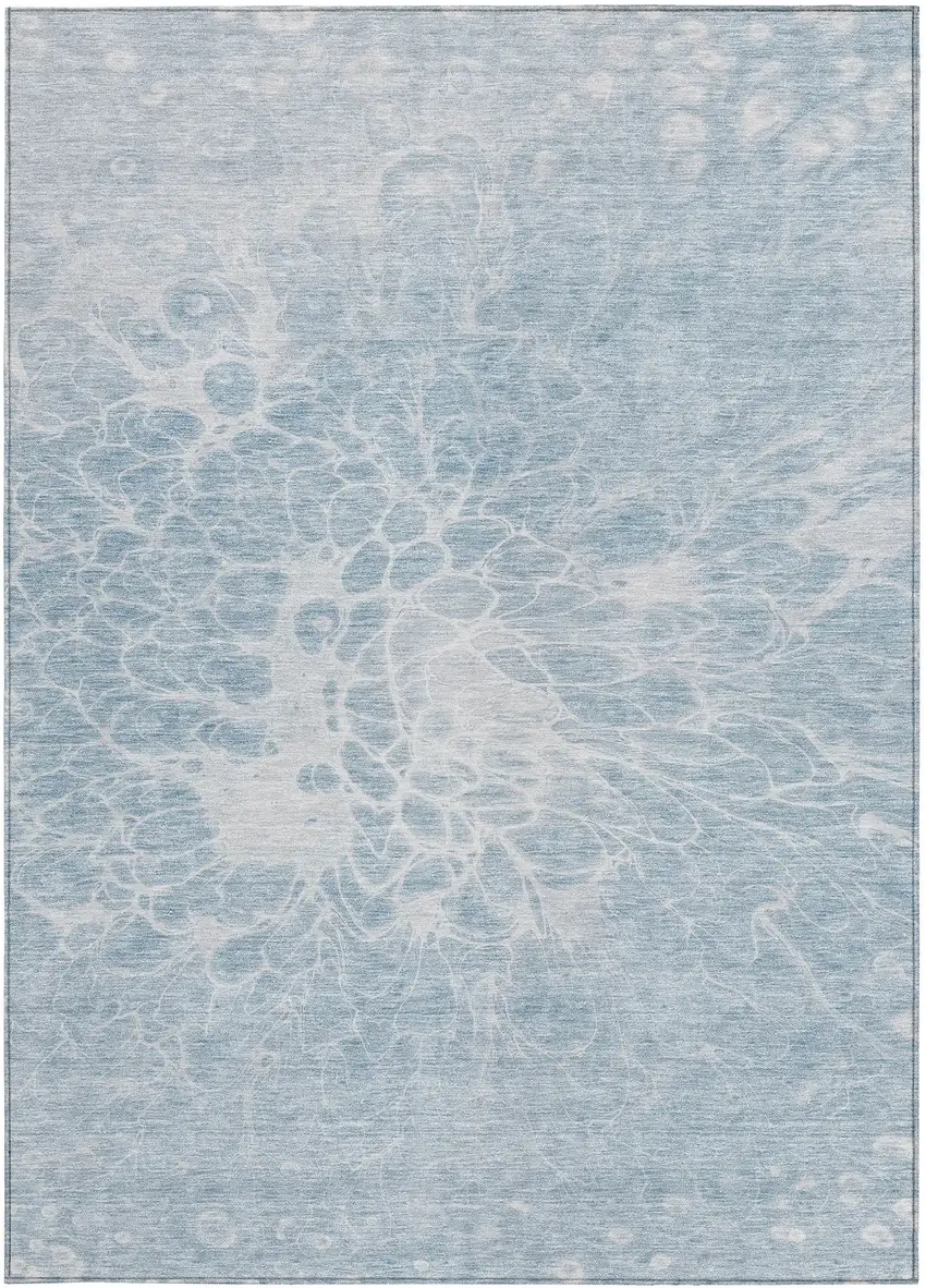 Sky Blue And Denim Blue Abstract Washable Indoor Outdoor Area Rug Photo 7