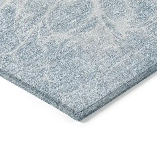 Sky Blue And Denim Blue Abstract Washable Indoor Outdoor Area Rug Photo 5