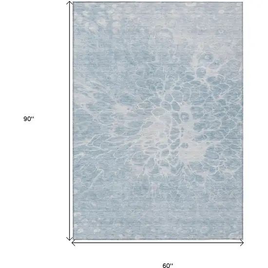 Sky Blue And Denim Blue Abstract Washable Indoor Outdoor Area Rug Photo 3