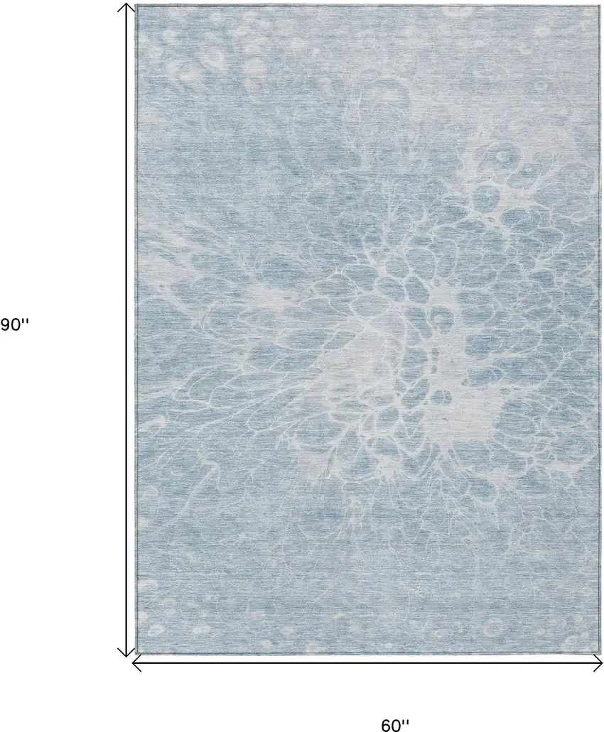Sky Blue And Denim Blue Abstract Washable Indoor Outdoor Area Rug Photo 3