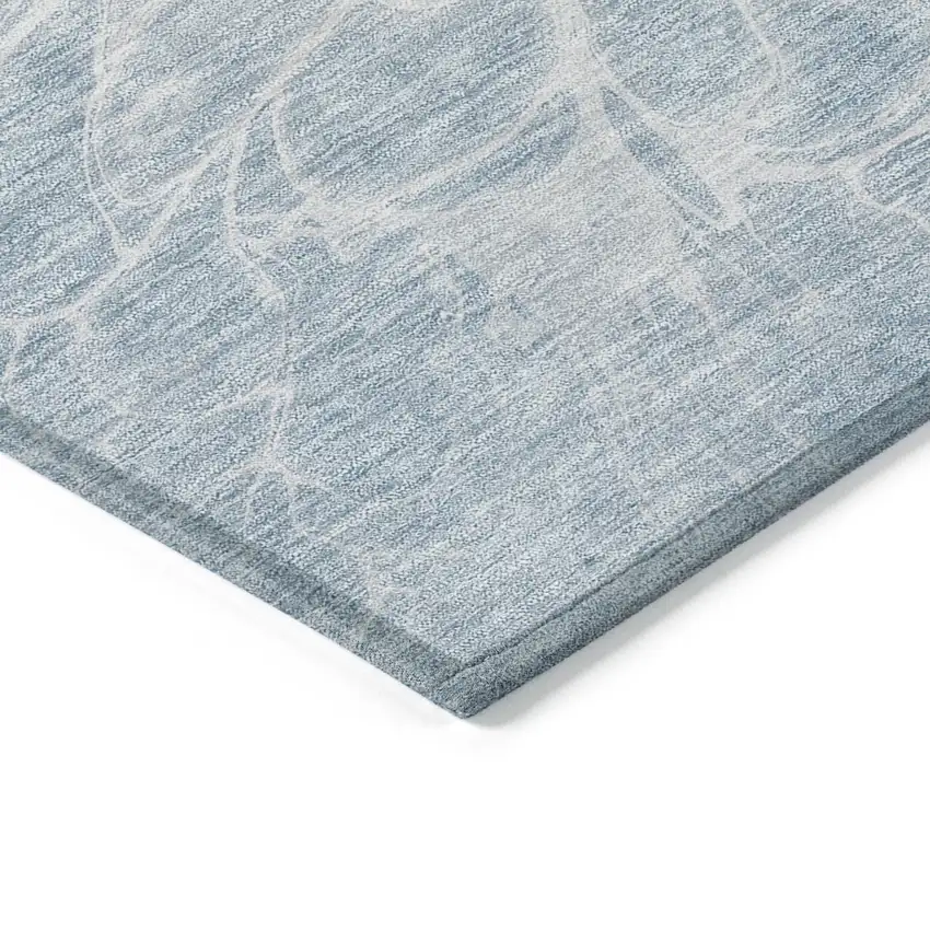 Sky Blue And Denim Blue Abstract Washable Indoor Outdoor Area Rug Photo 5