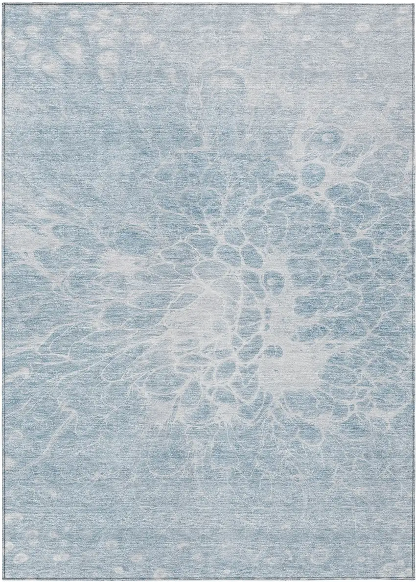 Sky Blue And Denim Blue Abstract Washable Indoor Outdoor Area Rug Photo 2