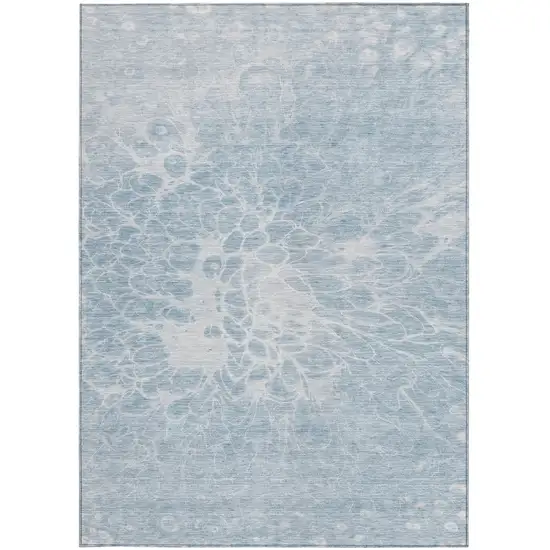 Sky Blue And Denim Blue Abstract Washable Indoor Outdoor Area Rug Photo 7