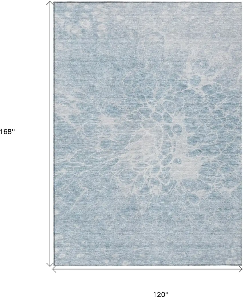 Sky Blue And Denim Blue Abstract Washable Indoor Outdoor Area Rug Photo 3