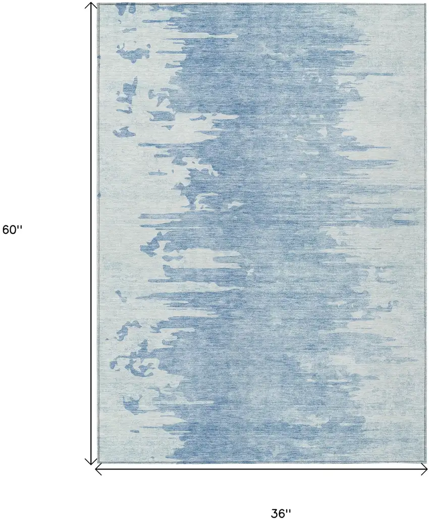 Sky Blue And Denim Blue Abstract Washable Indoor Outdoor Area Rug Photo 3