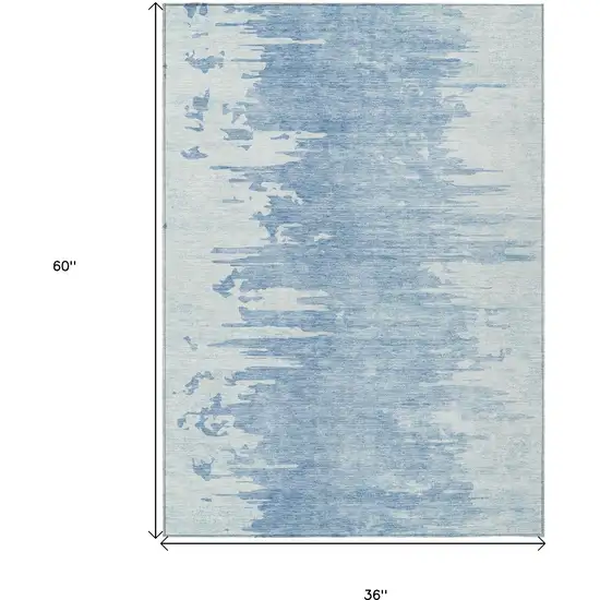 Sky Blue And Denim Blue Abstract Washable Indoor Outdoor Area Rug Photo 3