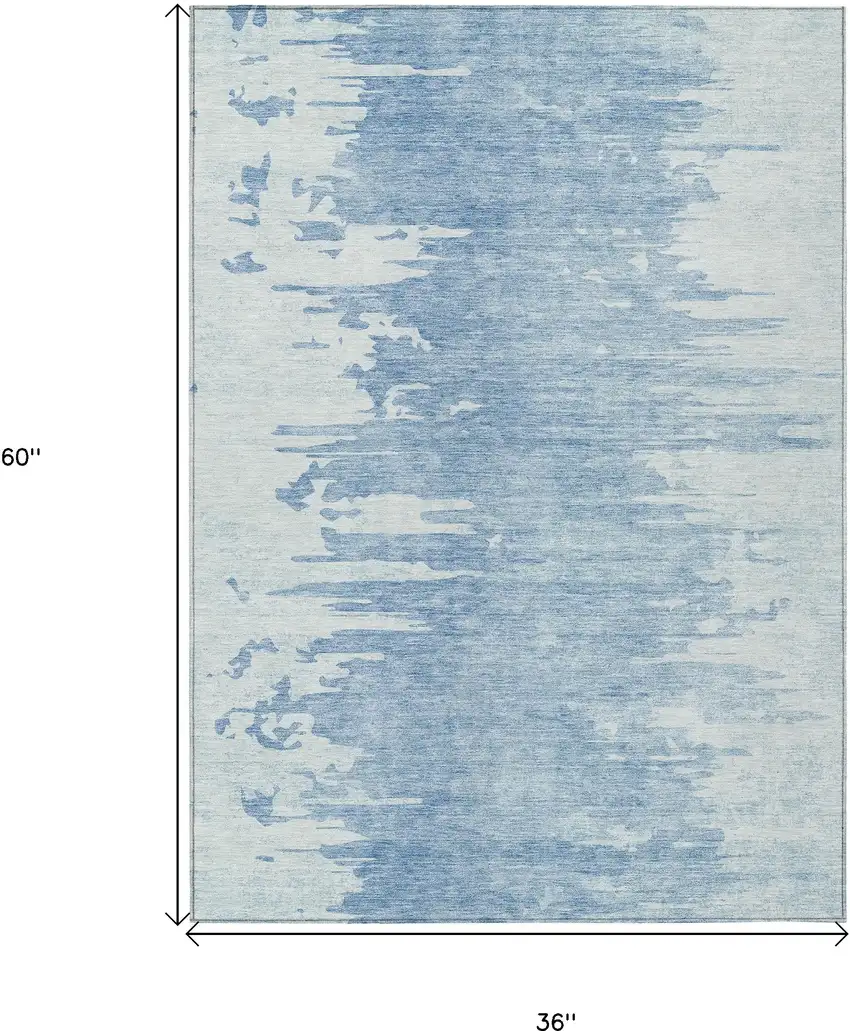 Sky Blue And Denim Blue Abstract Washable Indoor Outdoor Area Rug Photo 3