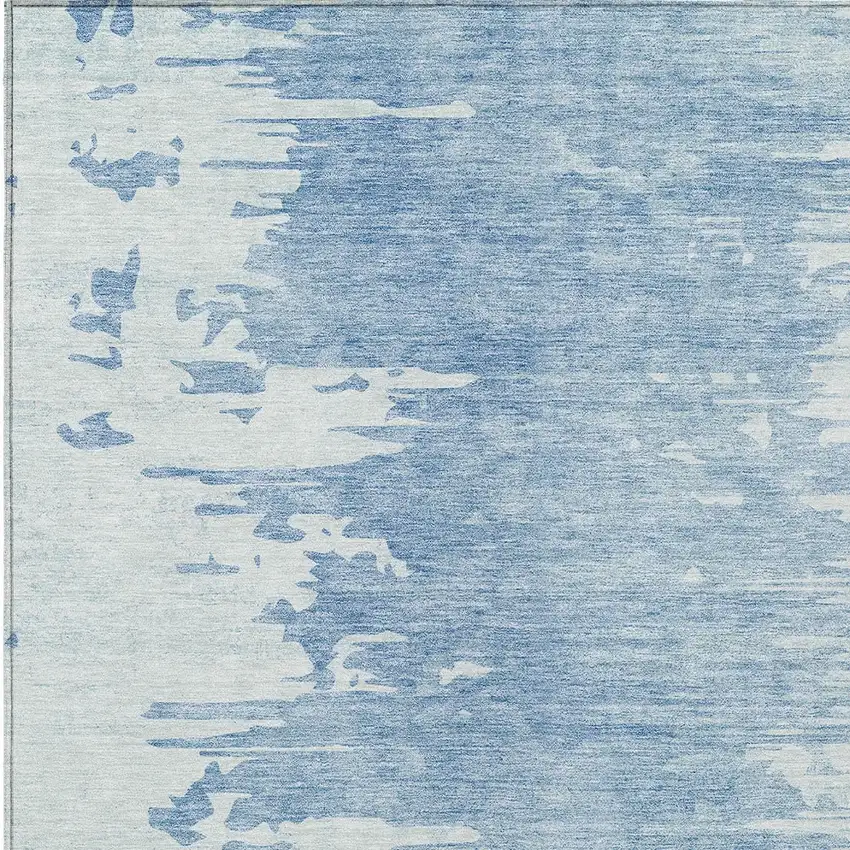 Sky Blue And Denim Blue Abstract Washable Indoor Outdoor Area Rug Photo 4