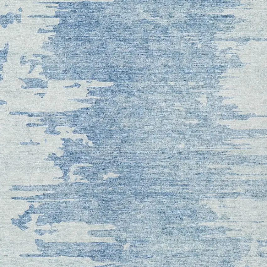Sky Blue And Denim Blue Abstract Washable Indoor Outdoor Area Rug Photo 4