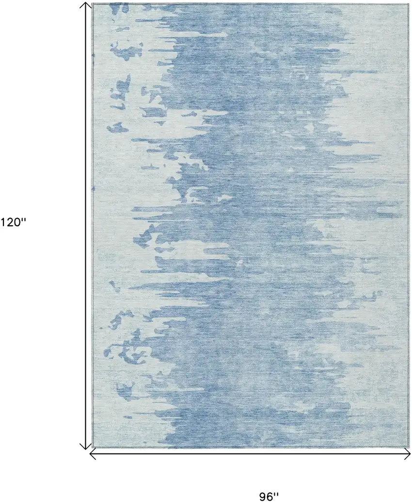 Sky Blue And Denim Blue Abstract Washable Indoor Outdoor Area Rug Photo 3