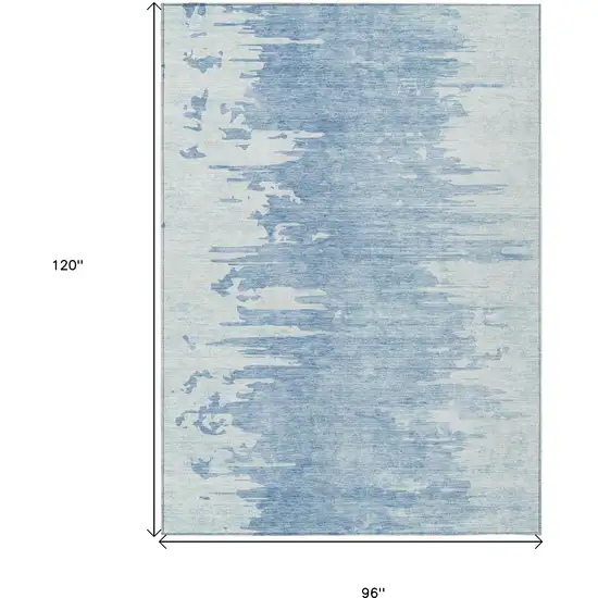 Sky Blue And Denim Blue Abstract Washable Indoor Outdoor Area Rug Photo 3