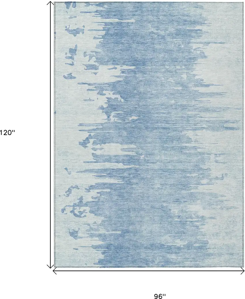 Sky Blue And Denim Blue Abstract Washable Indoor Outdoor Area Rug Photo 3
