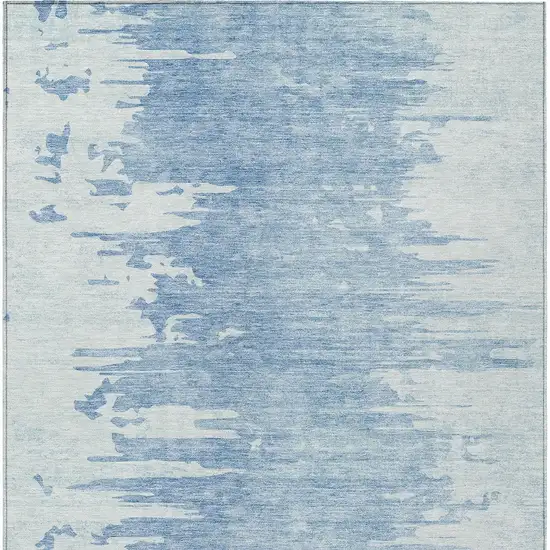 Sky Blue And Denim Blue Abstract Washable Indoor Outdoor Area Rug Photo 5