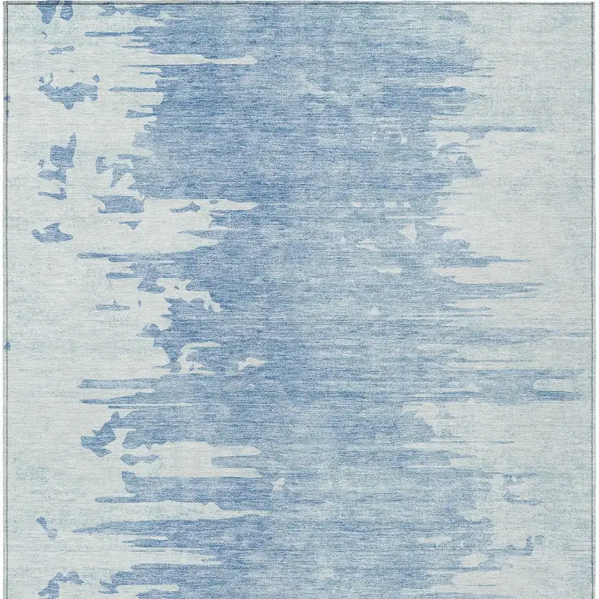 Sky Blue And Denim Blue Abstract Washable Indoor Outdoor Area Rug Photo 5