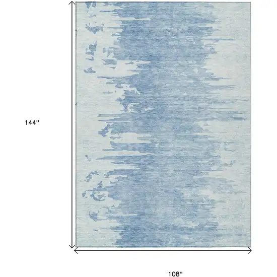 Sky Blue And Denim Blue Abstract Washable Indoor Outdoor Area Rug Photo 3