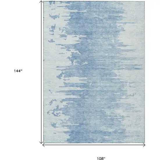 Sky Blue And Denim Blue Abstract Washable Indoor Outdoor Area Rug Photo 3