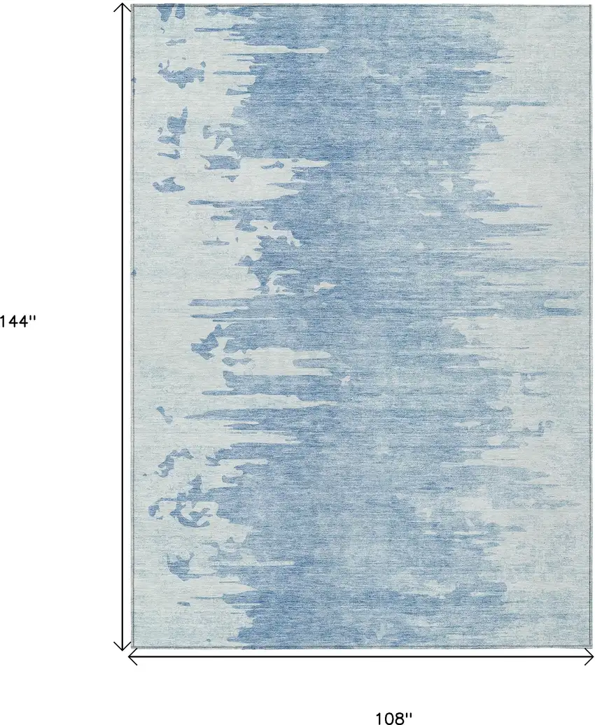 Sky Blue And Denim Blue Abstract Washable Indoor Outdoor Area Rug Photo 3