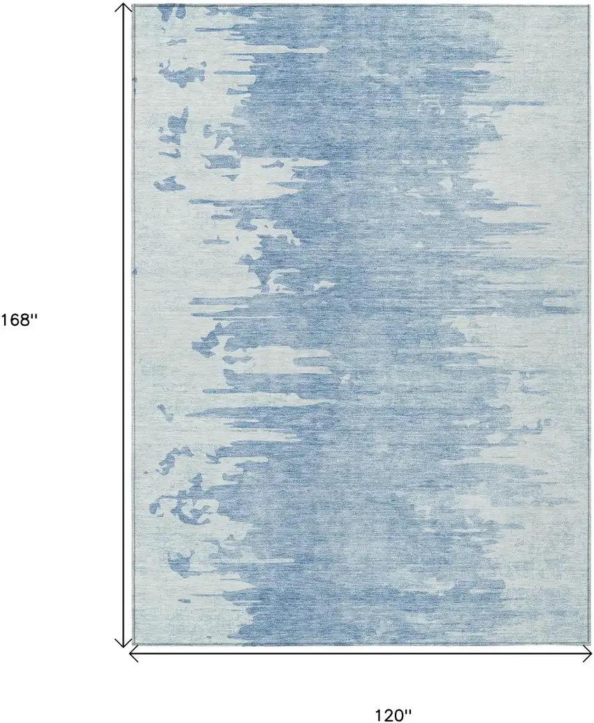Sky Blue And Denim Blue Abstract Washable Indoor Outdoor Area Rug Photo 3