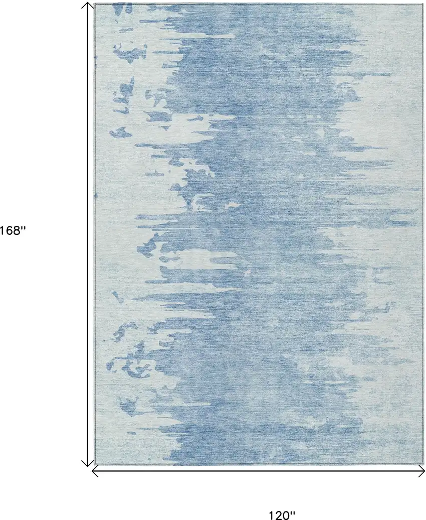 Sky Blue And Denim Blue Abstract Washable Indoor Outdoor Area Rug Photo 3