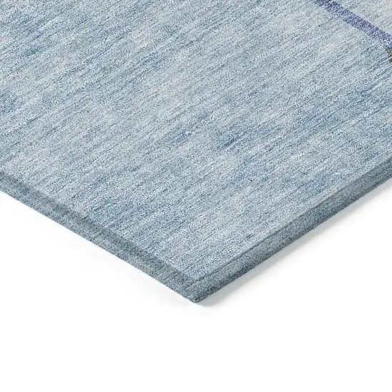 Sky Blue And Denim Blue Abstract Washable Indoor Outdoor Area Rug Photo 2