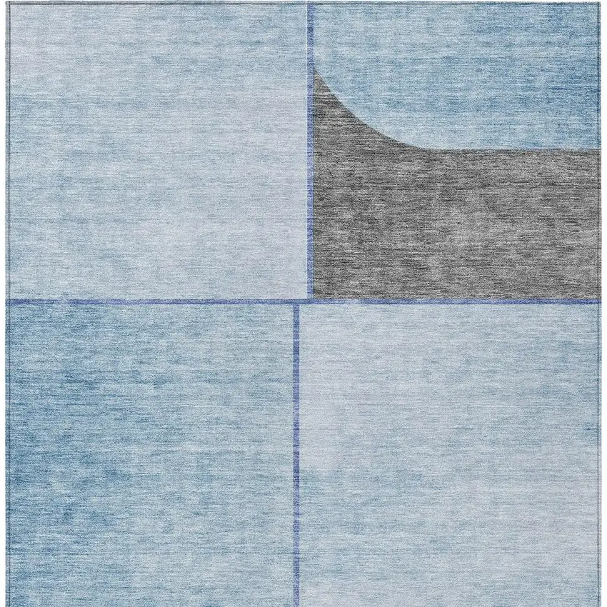 Sky Blue And Denim Blue Abstract Washable Indoor Outdoor Area Rug Photo 5