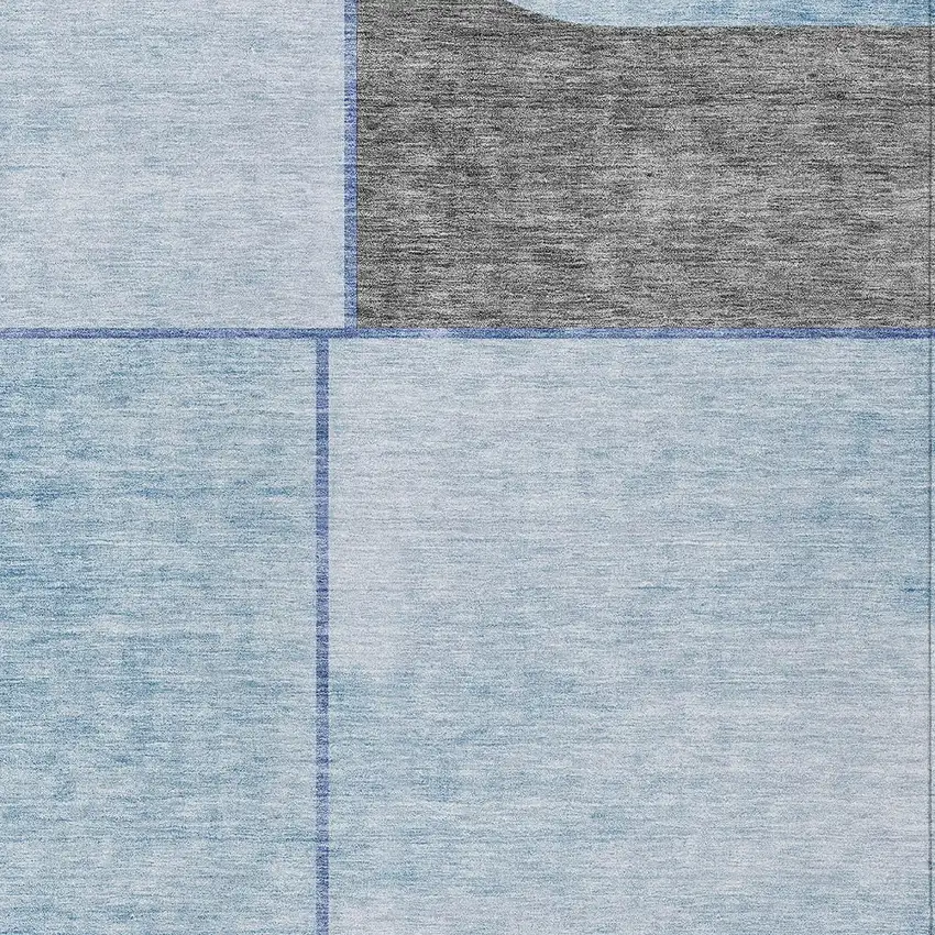 Sky Blue And Denim Blue Abstract Washable Indoor Outdoor Area Rug Photo 4