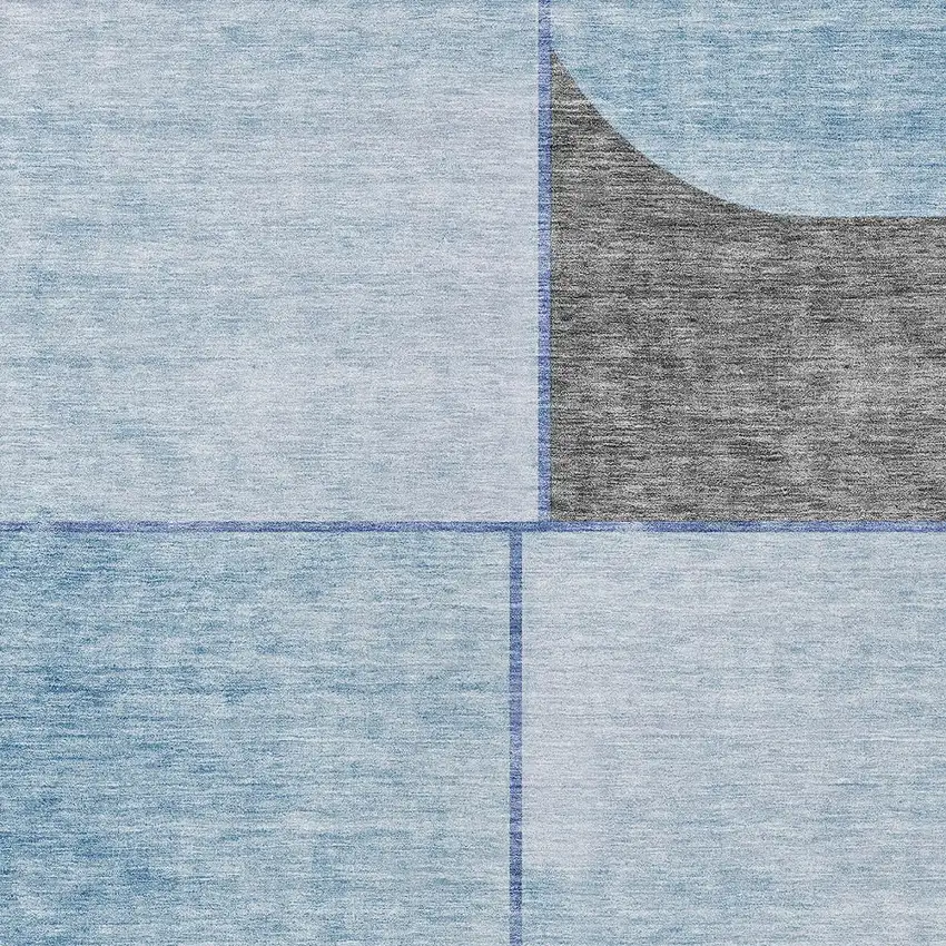 Sky Blue And Denim Blue Abstract Washable Indoor Outdoor Area Rug Photo 5
