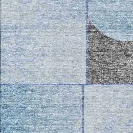Sky Blue And Denim Blue Abstract Washable Indoor Outdoor Area Rug Photo 5