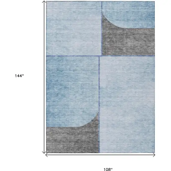 Sky Blue And Denim Blue Abstract Washable Indoor Outdoor Area Rug Photo 3