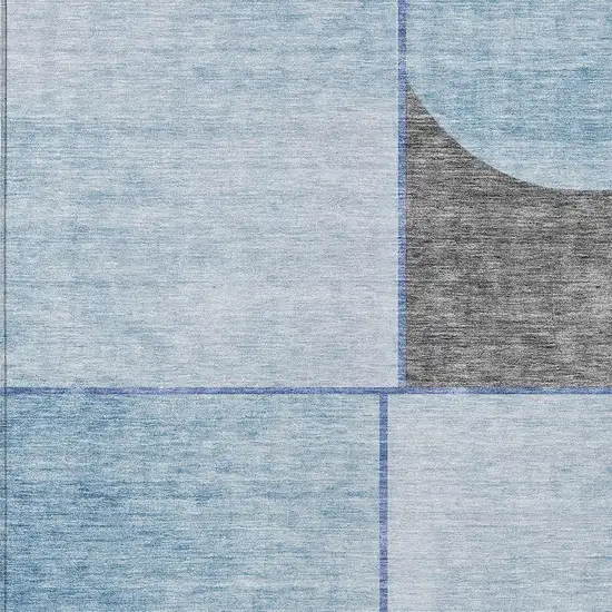 Sky Blue And Denim Blue Abstract Washable Indoor Outdoor Area Rug Photo 4